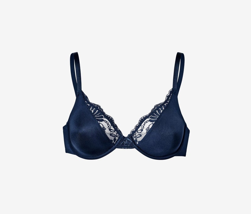 Tchibo Women Non Padded Underwired Micro Bra, Navy Blue - Image 2